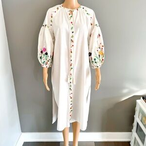 ZARA Boho Romantic Floral Embroidered Festival Midi Dress. Medium.